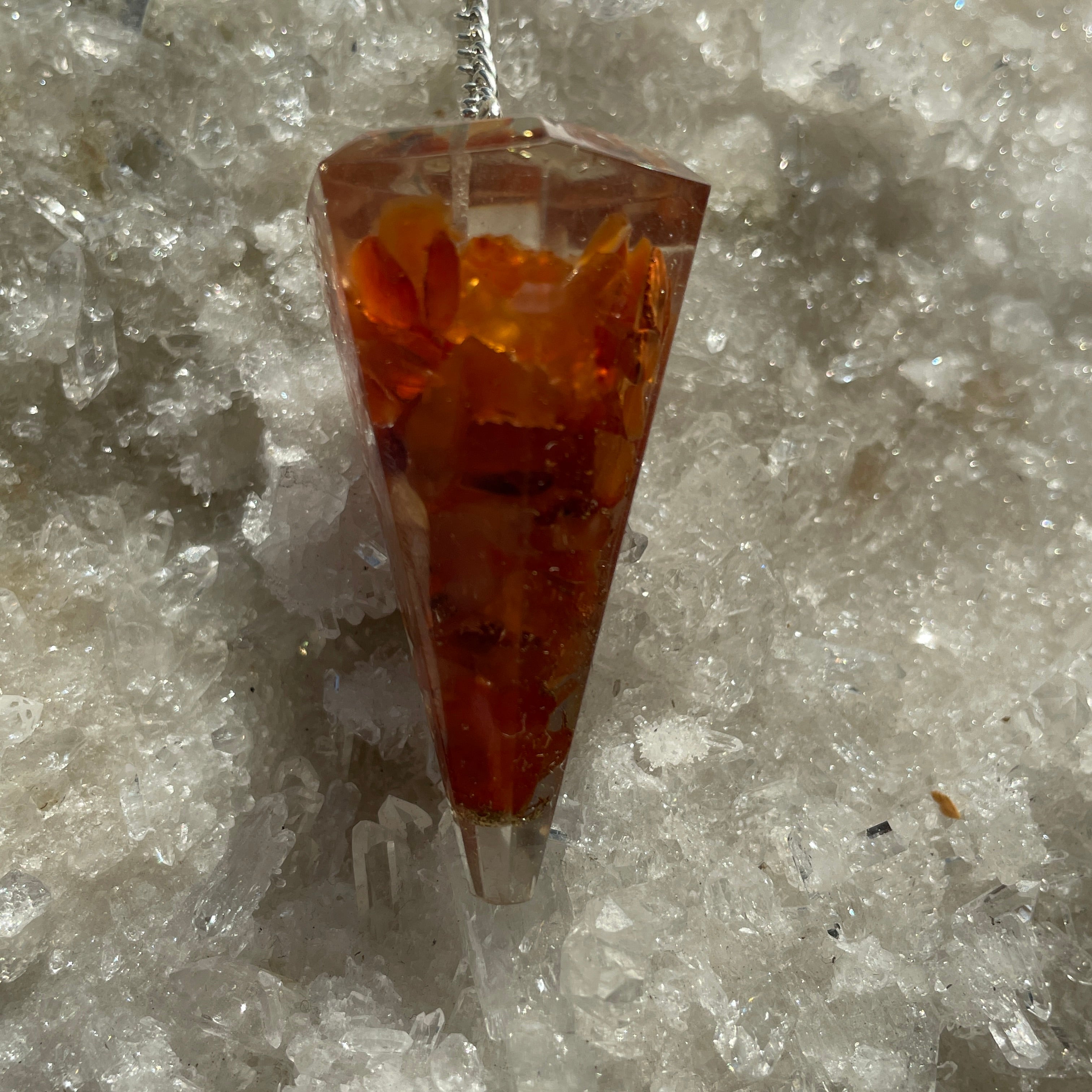 Orgonite Faceted Pendulum - Carnelian Orgonite Faceted Pendulum - Carnelian